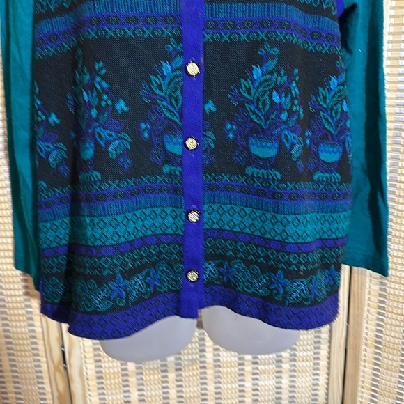 Alfred Dunner Vintage 1990s Y2K Jewel Tone Floral Layered Cardigan Sweater Small - Picture 7 of 16
